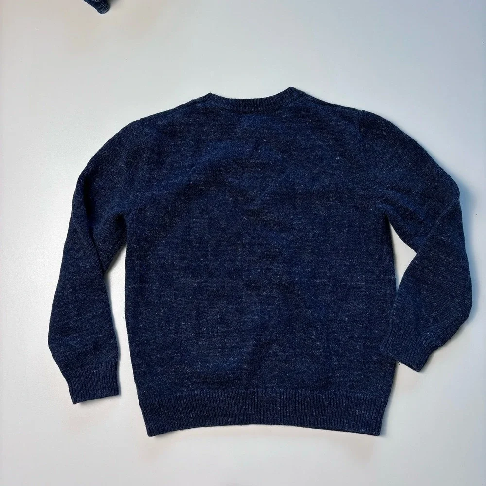 Gap‎ Boys Medium Knit Sweater Navy Blue Bear Pullover Cozy